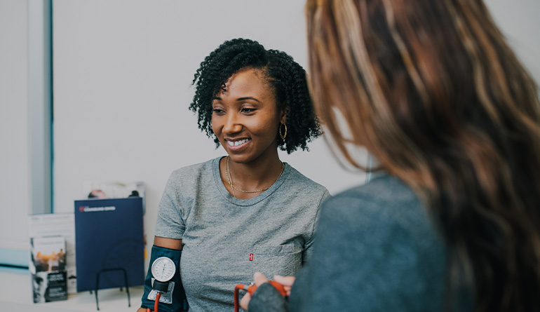 medical care with a patient at the counseling center